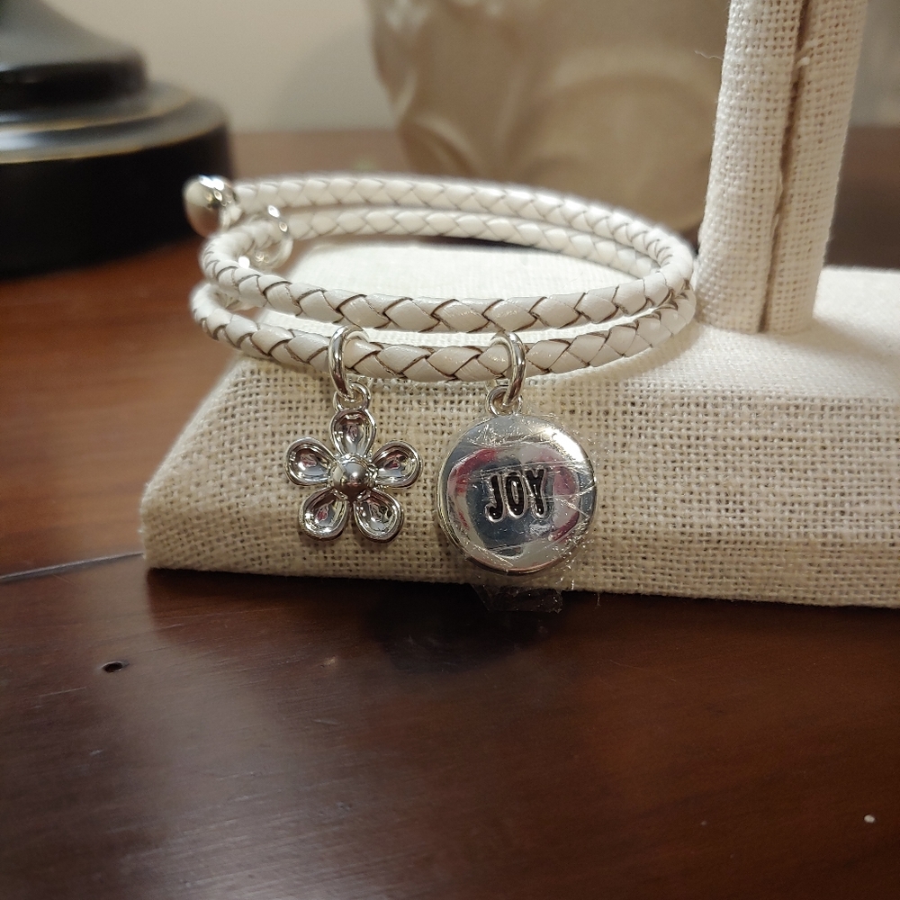 White Faux Leather Coil Bracelet